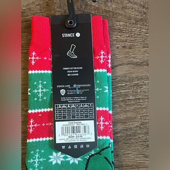Stance Elf Movie Casual Cold Outside Crew Socks‎ Large 9-13 H31 - Picture 8 of 9
